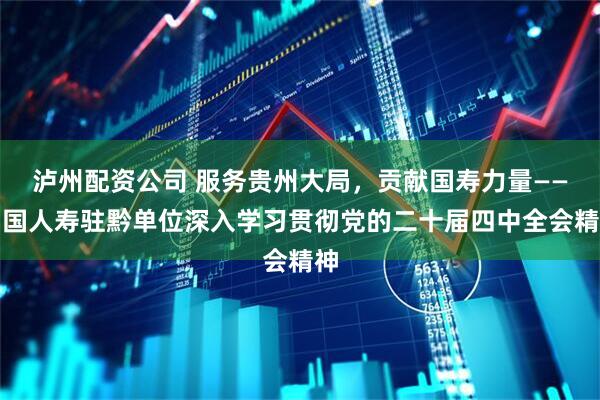 泸州配资公司 服务贵州大局，贡献国寿力量——中国人寿驻黔单位深入学习贯彻党的二十届四中全会精神